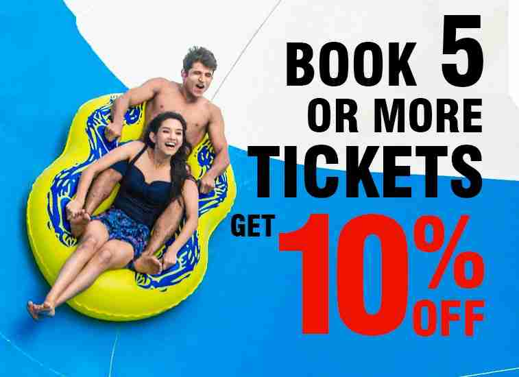 book 5 or more tickets and get 10% discount at wetnjoy shirdi